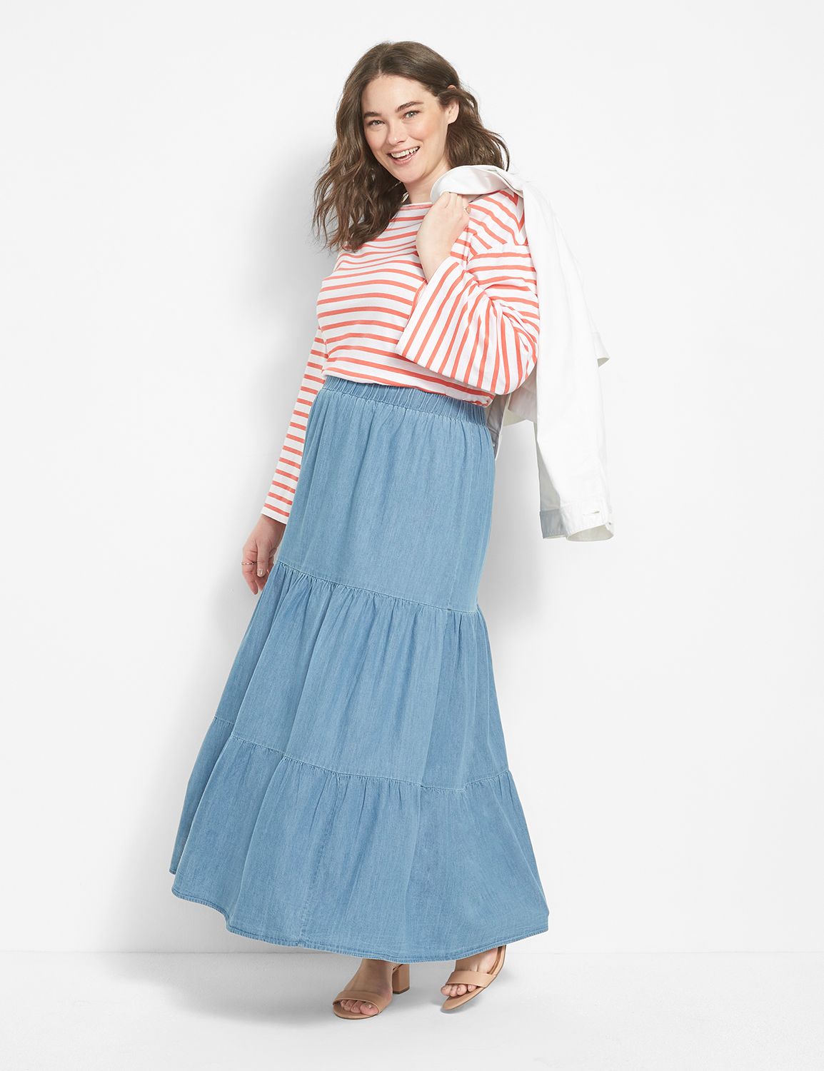 Tiered Chambray Skirt - Ready to Wear