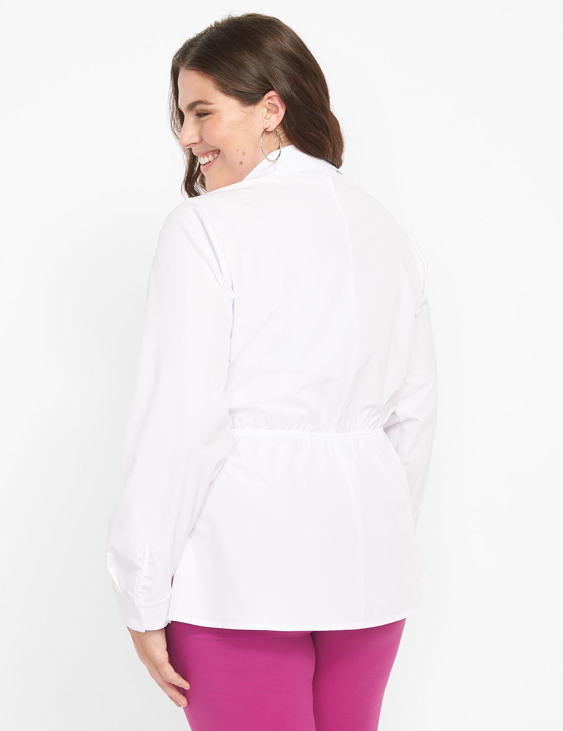Navy Collared Twist Front Top