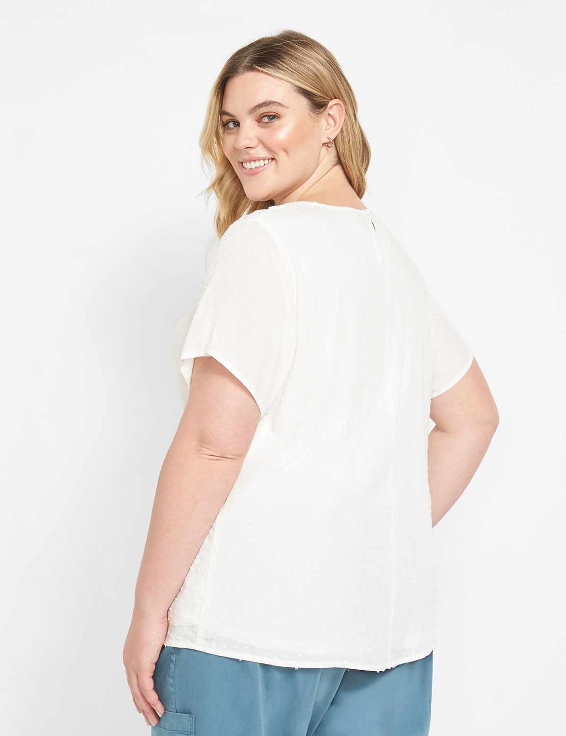 ShortSleeve Lace Yoke Top