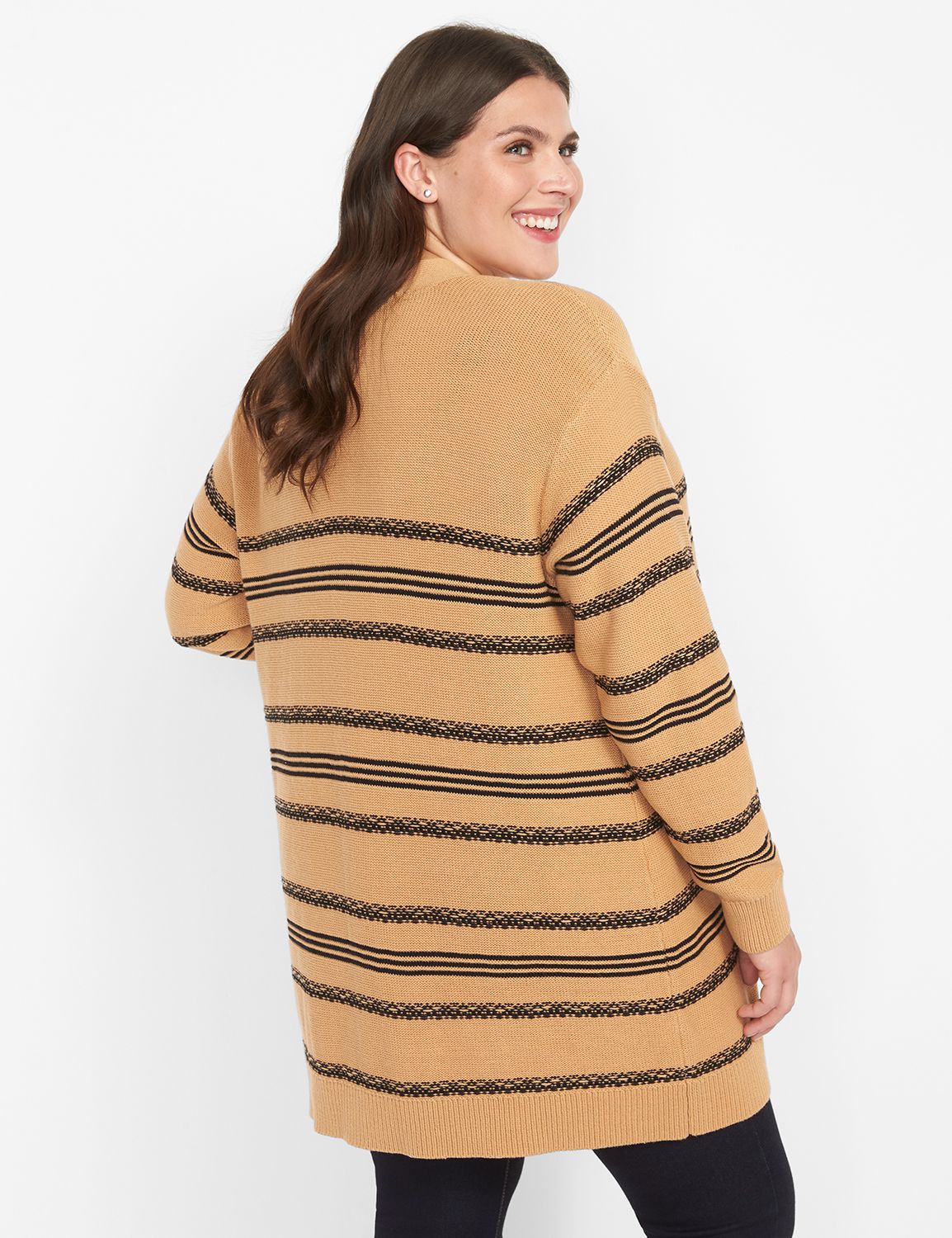 Long Sleeve Stripe Open Front Cardi Product Image 2