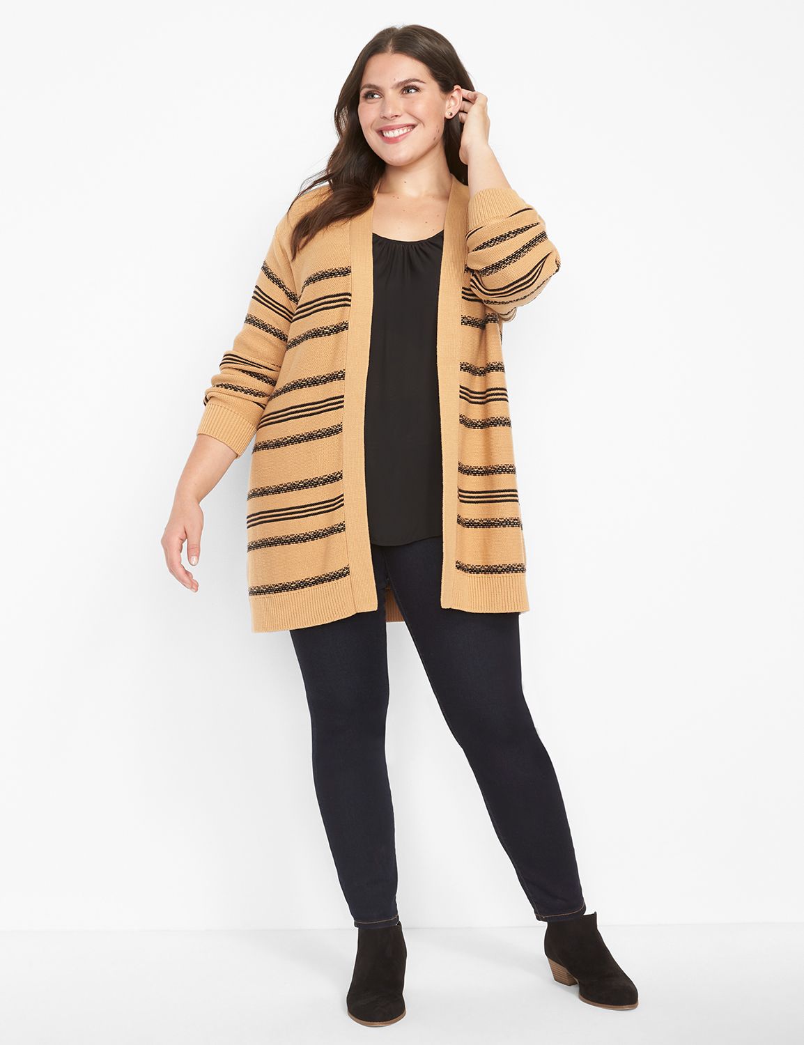 Long Sleeve Stripe Open Front Cardi Product Image 3