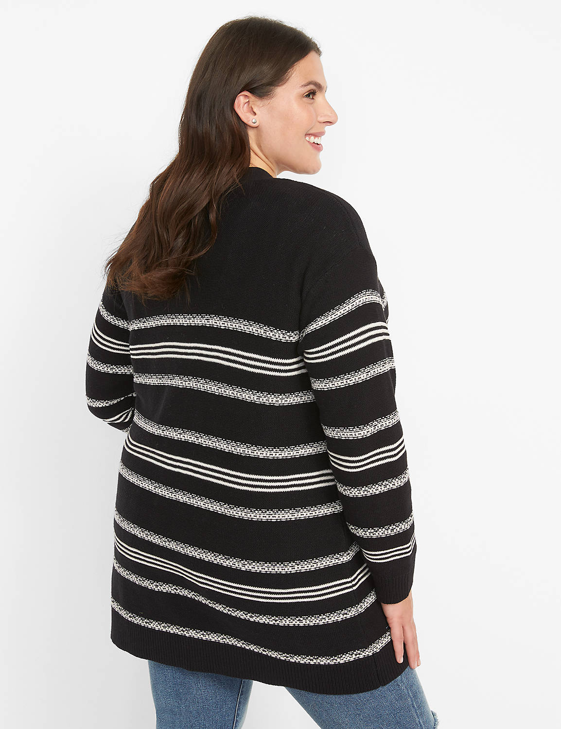 Long Sleeve Stripe Open Front Cardi Product Image 2