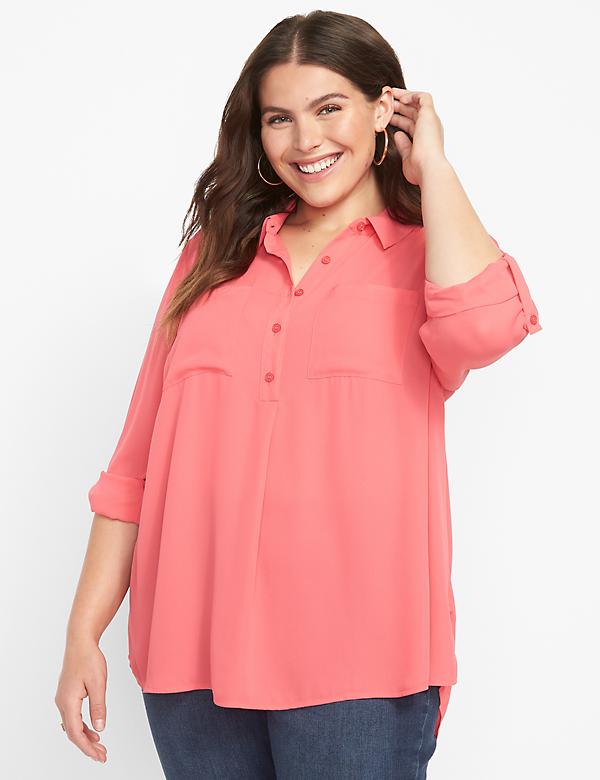 NO Returns Plus Size Embroidered Button Down Blouse Top Final Sale 