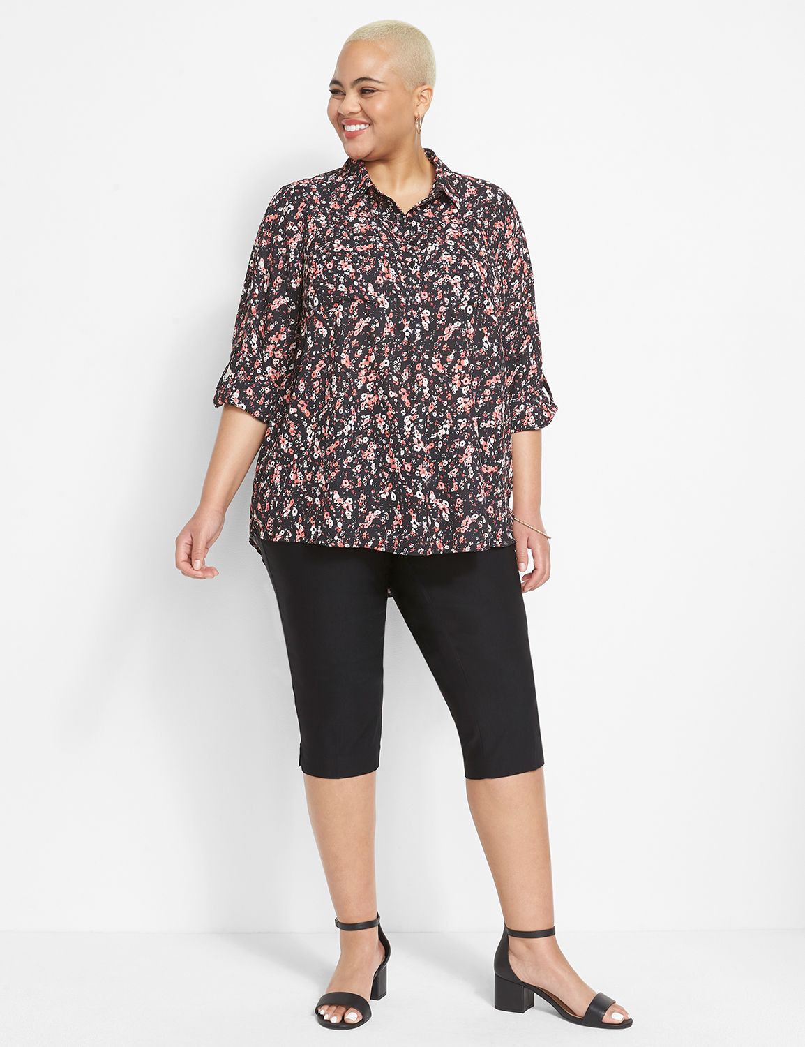 Long Sleeve Button Front Popover Ca Product Image 3