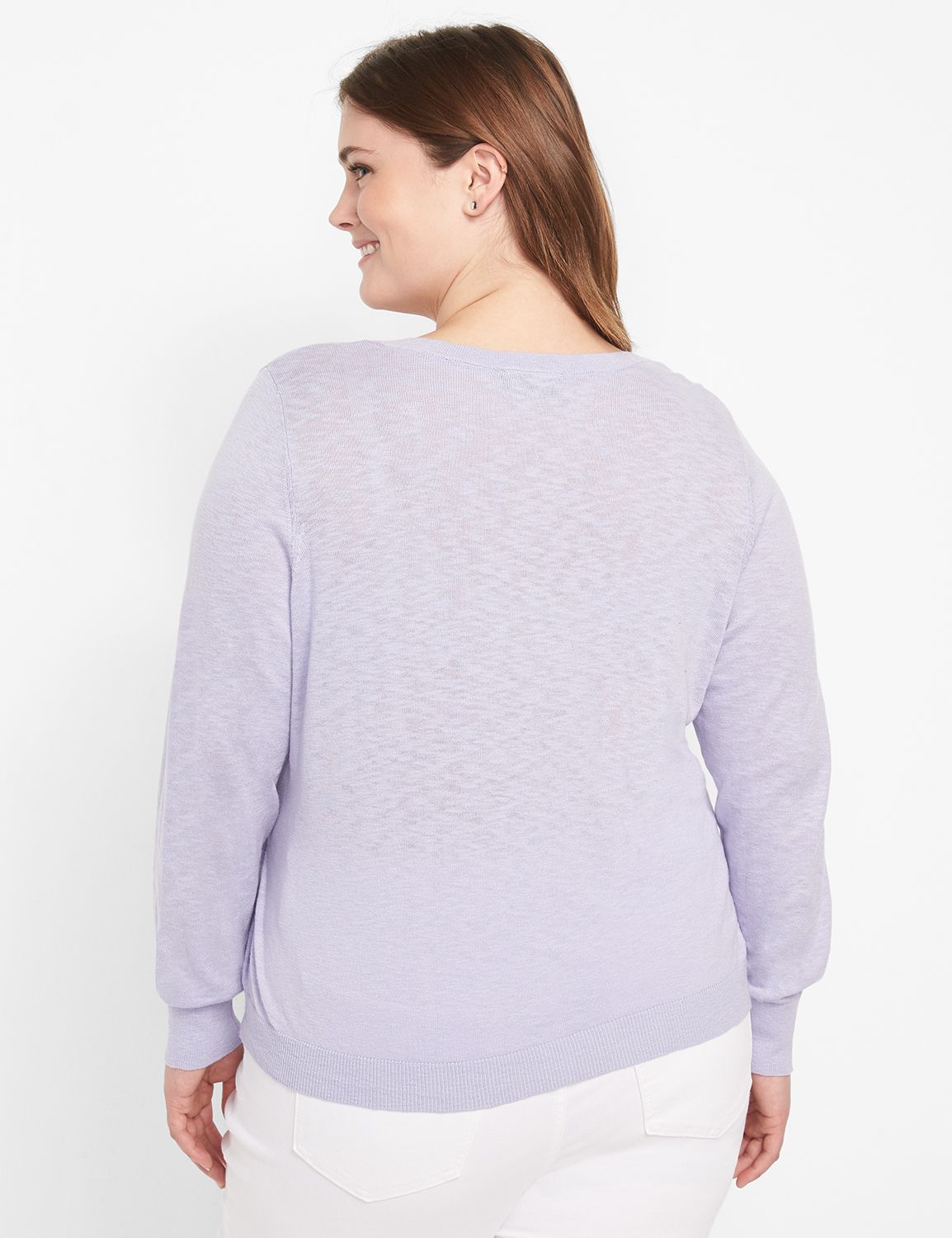 Long Sleeve V-Neck Surplice Rib Pul Product Image 2