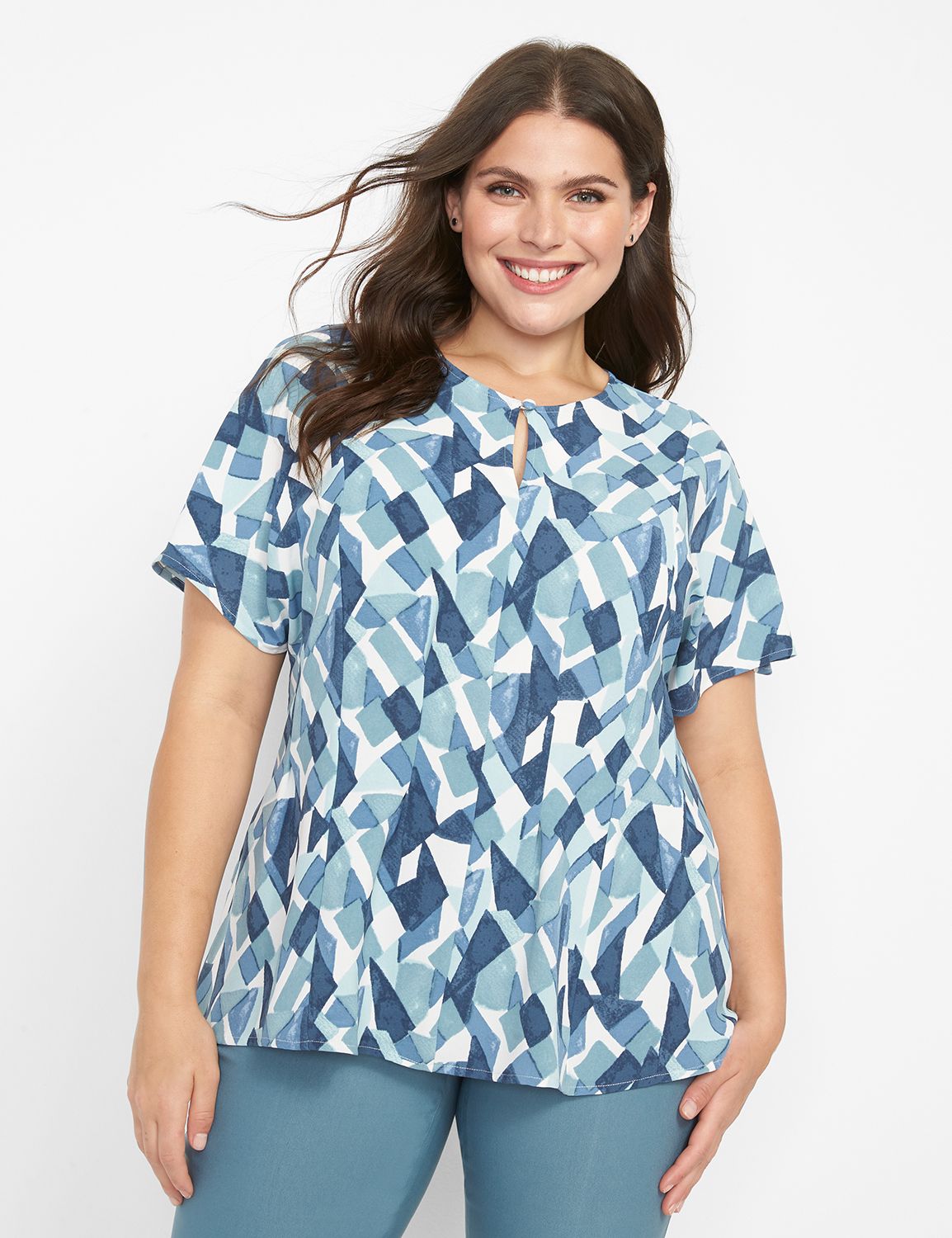 Short Dolman Sleeve Keyhole Neck Fi Product Image 1