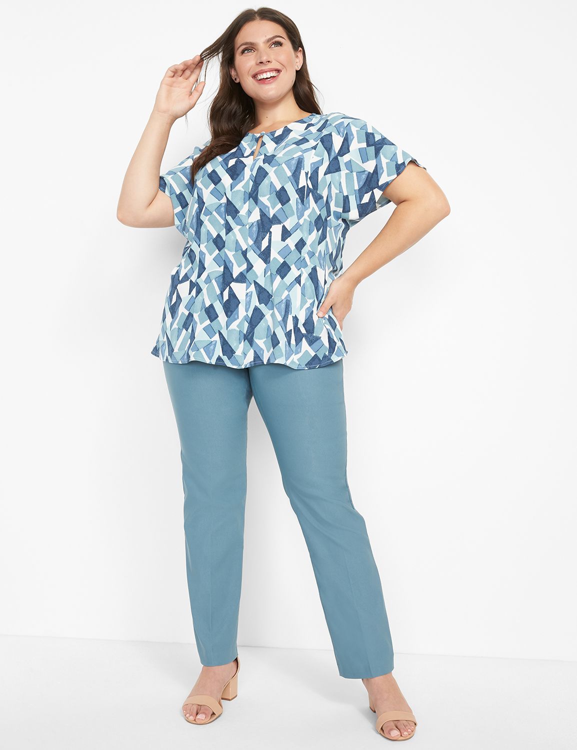 Short Dolman Sleeve Keyhole Neck Fi Product Image 3