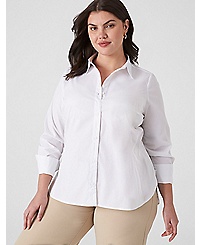 Lane Bryant Classic Button-Front Girlfriend Shirt 18 White