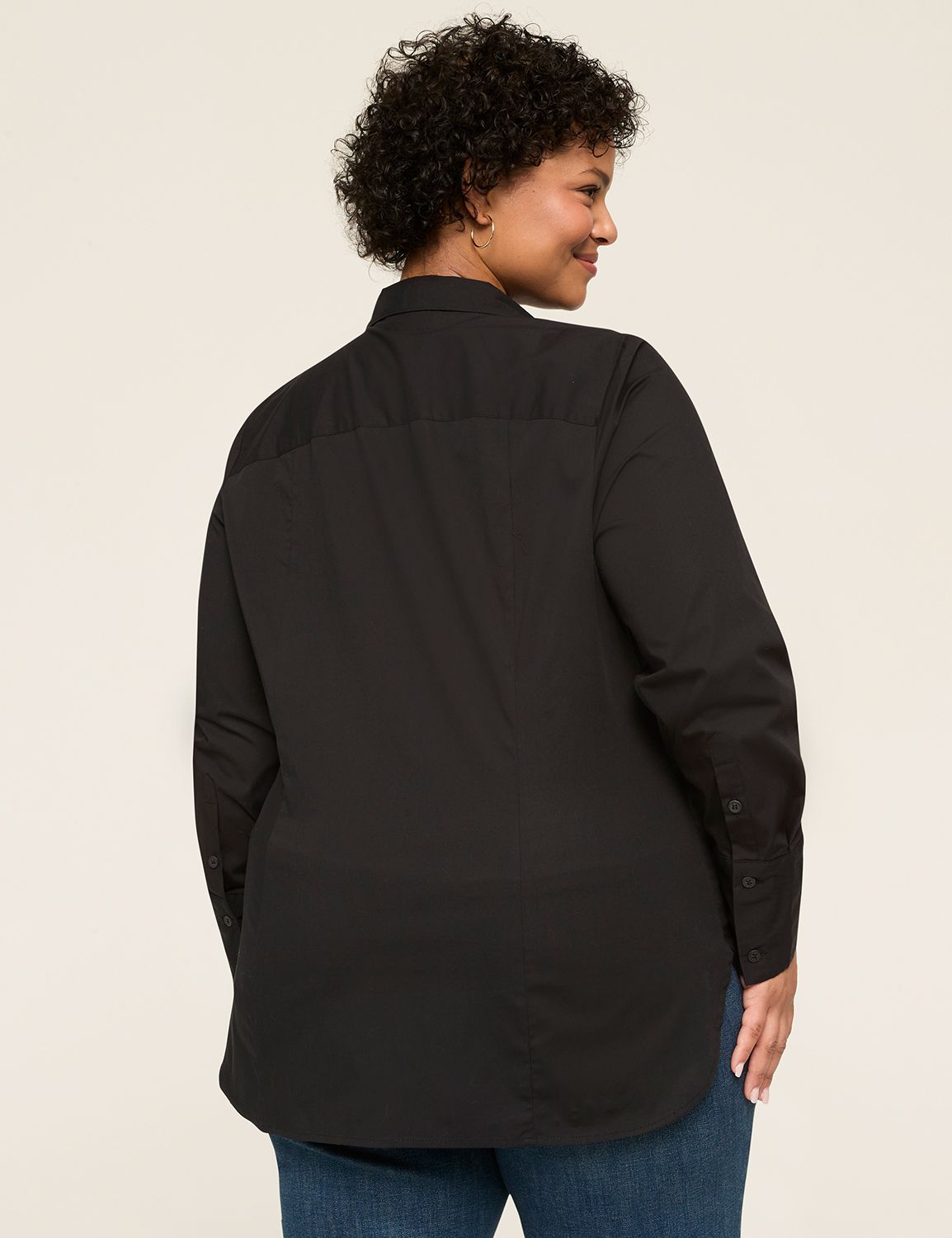 Button-Front No-Peek Girlfriend Shirt