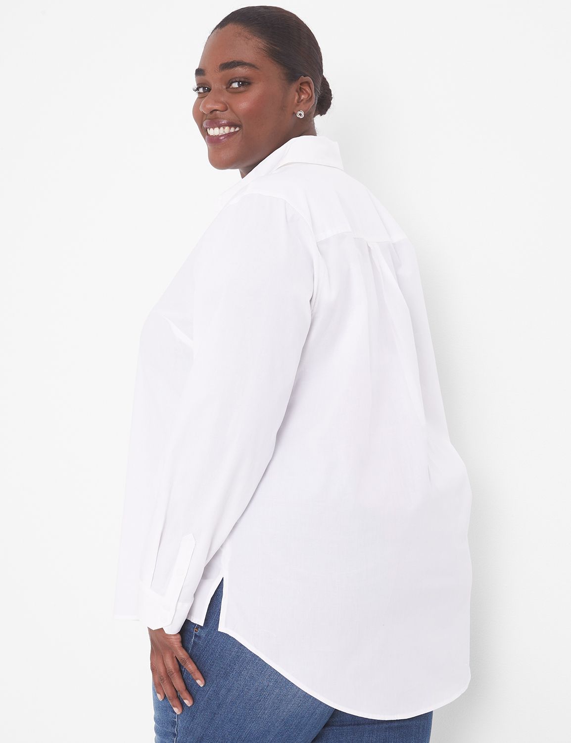 Plus size white button up outlet blouse