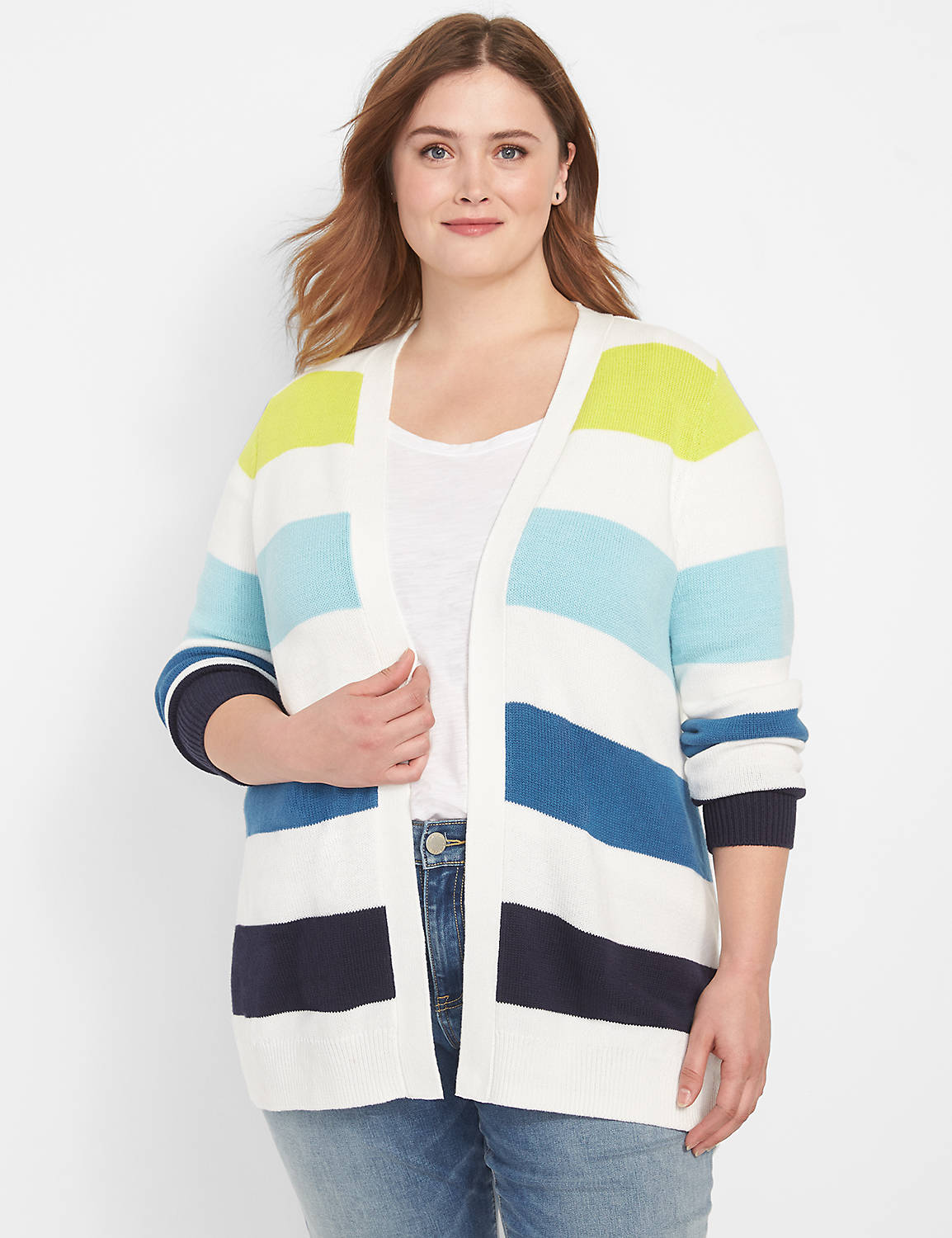 Long Sleeve Stripe Open Front Overp Product Image 1