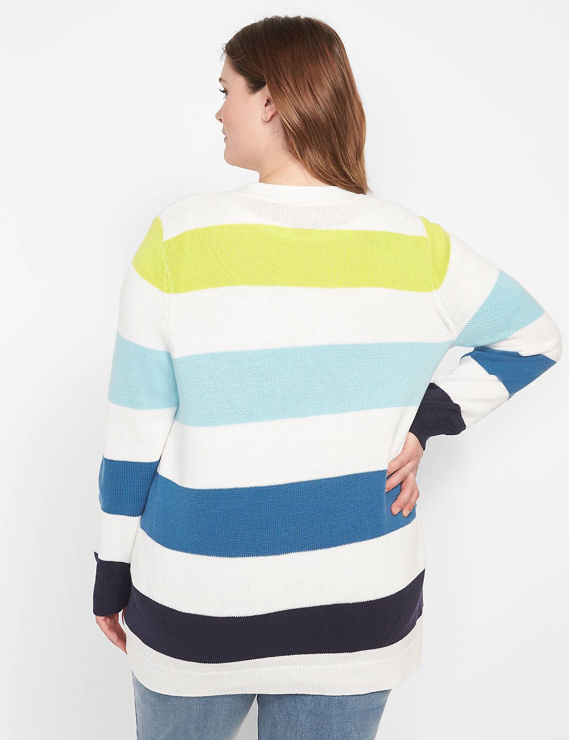 Long Sleeve Stripe Open Front Overp Product Image 2