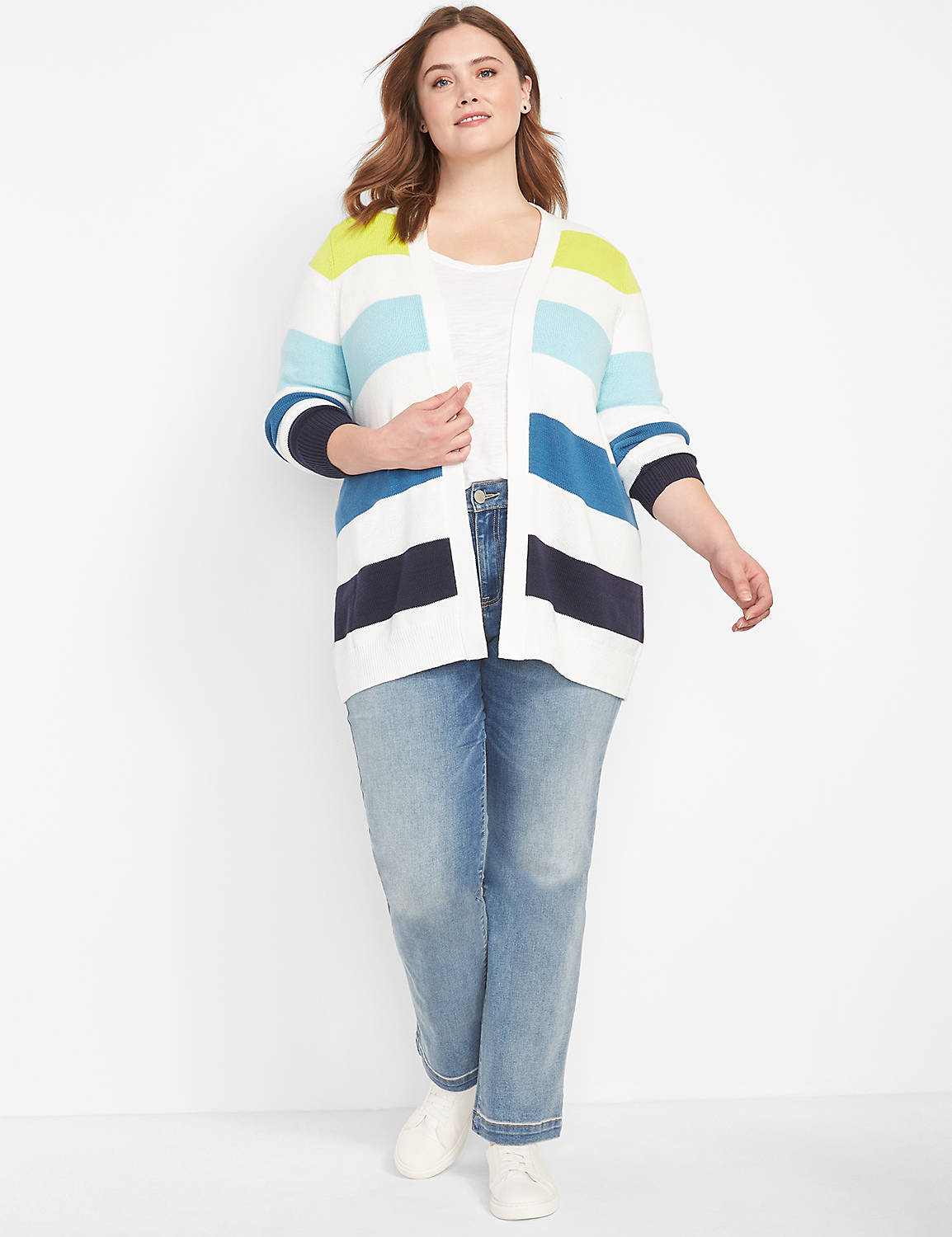 Long Sleeve Stripe Open Front Overp Product Image 3
