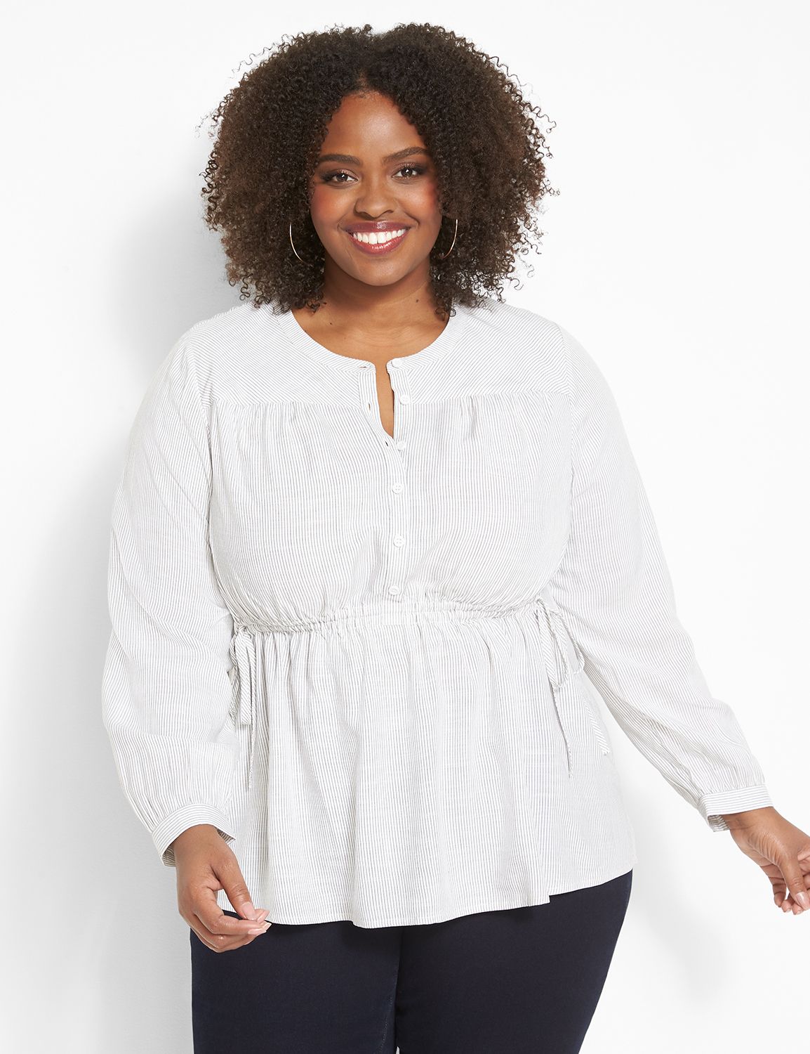 Long Sleeve Crew Neck Waist Detail Product Image 1