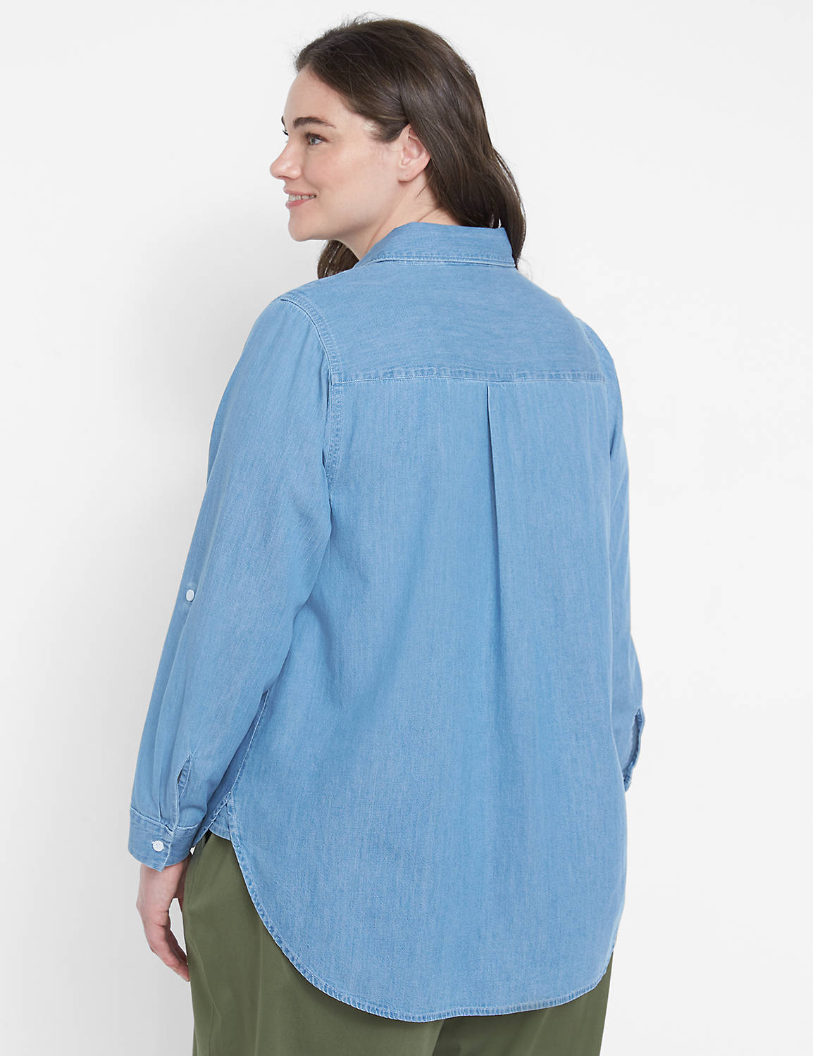 Long Sleeve Button Front Chambray S Product Image 2