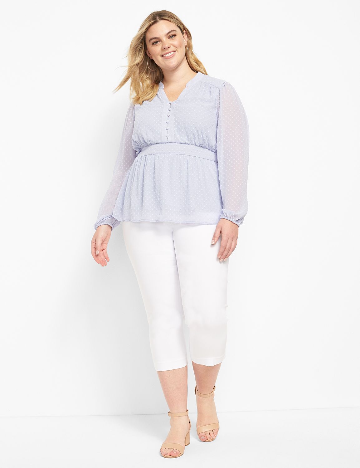 Long Sleeve Mock Split Neck Button Product Image 3