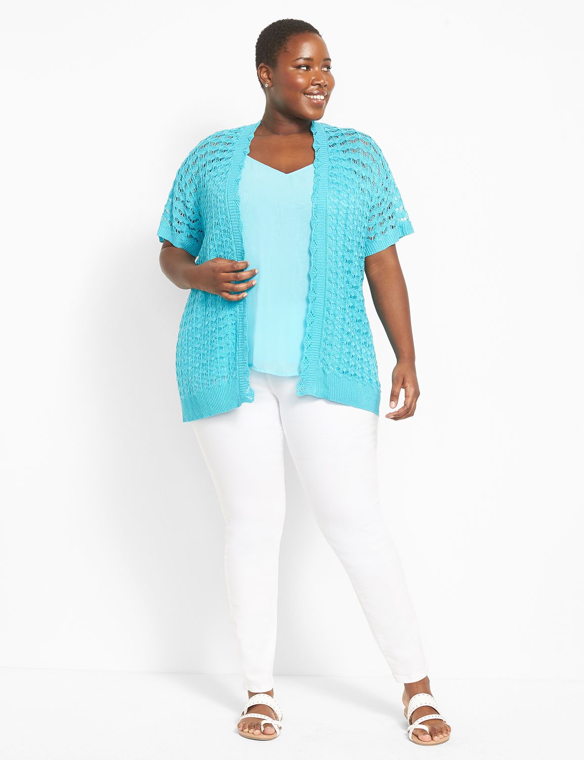 Classic Short Sleeve Open Front Cardigan