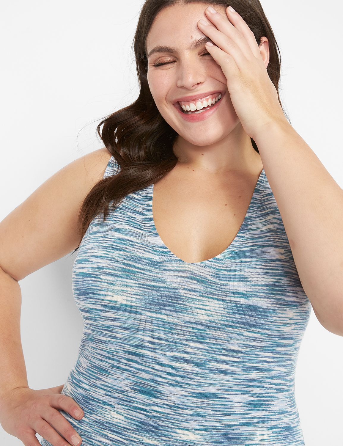 Sleeveless V Neck Marled Sweater Dr Product Image 3