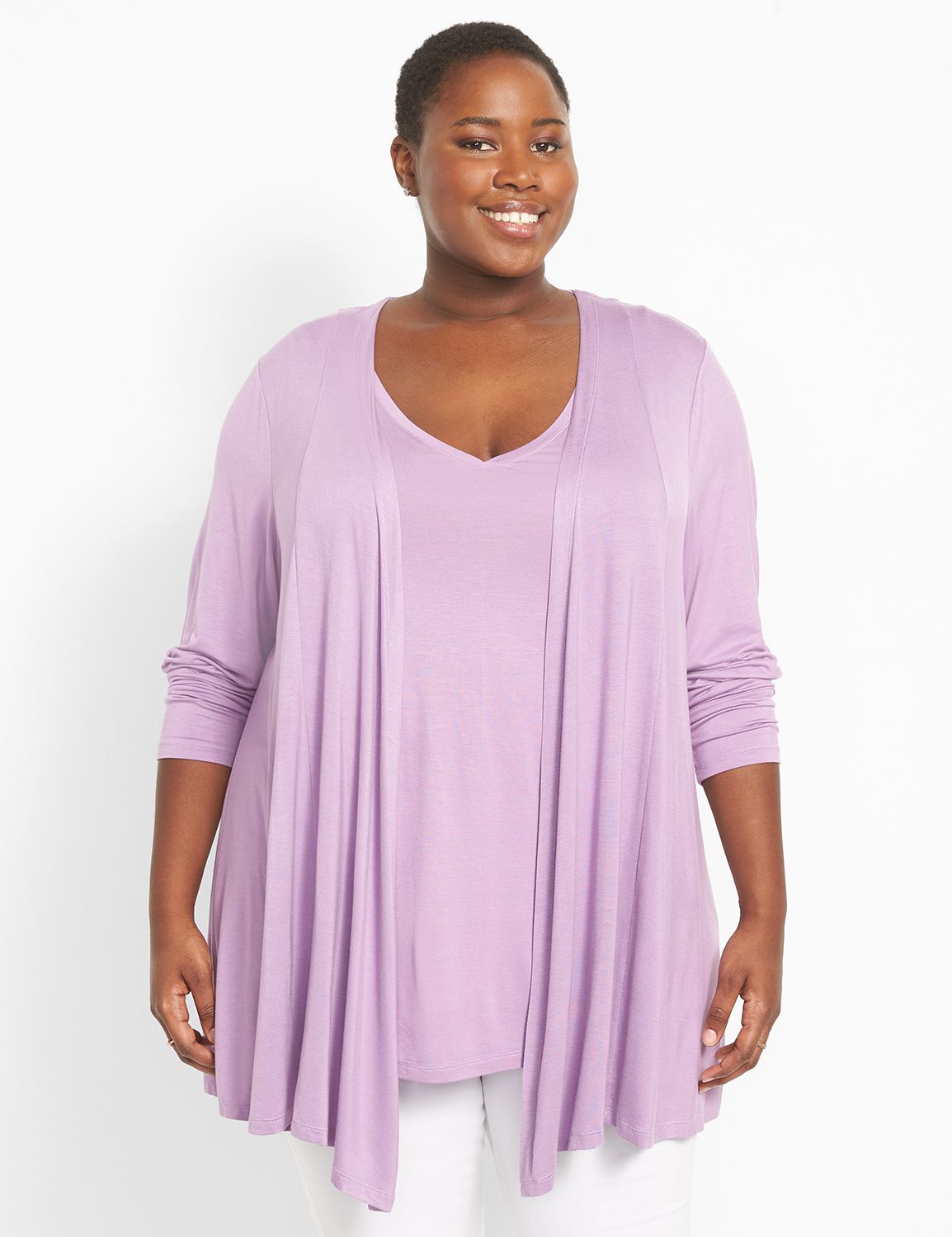 Long Sleeve Open Front Fit And Flar | LaneBryant