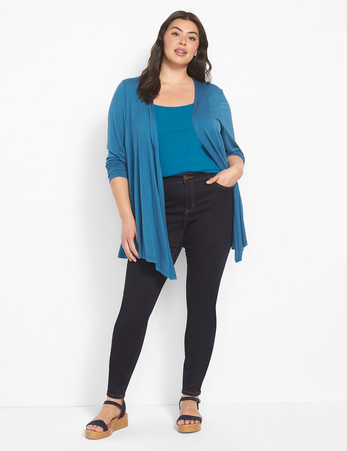 Long Sleeve Open Front Fit And Flar Product Image 3
