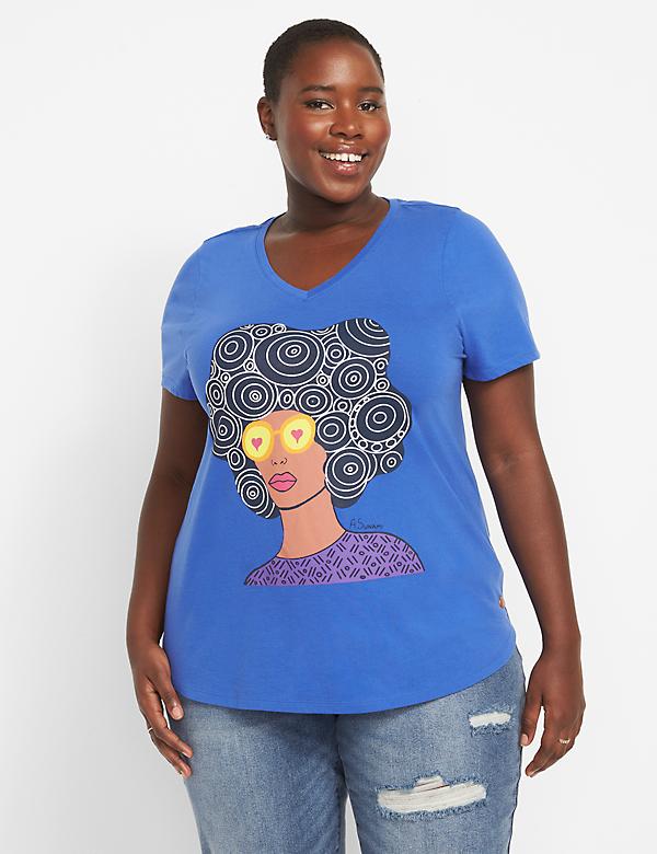 Woman With Shades High-Low Graphic Tee