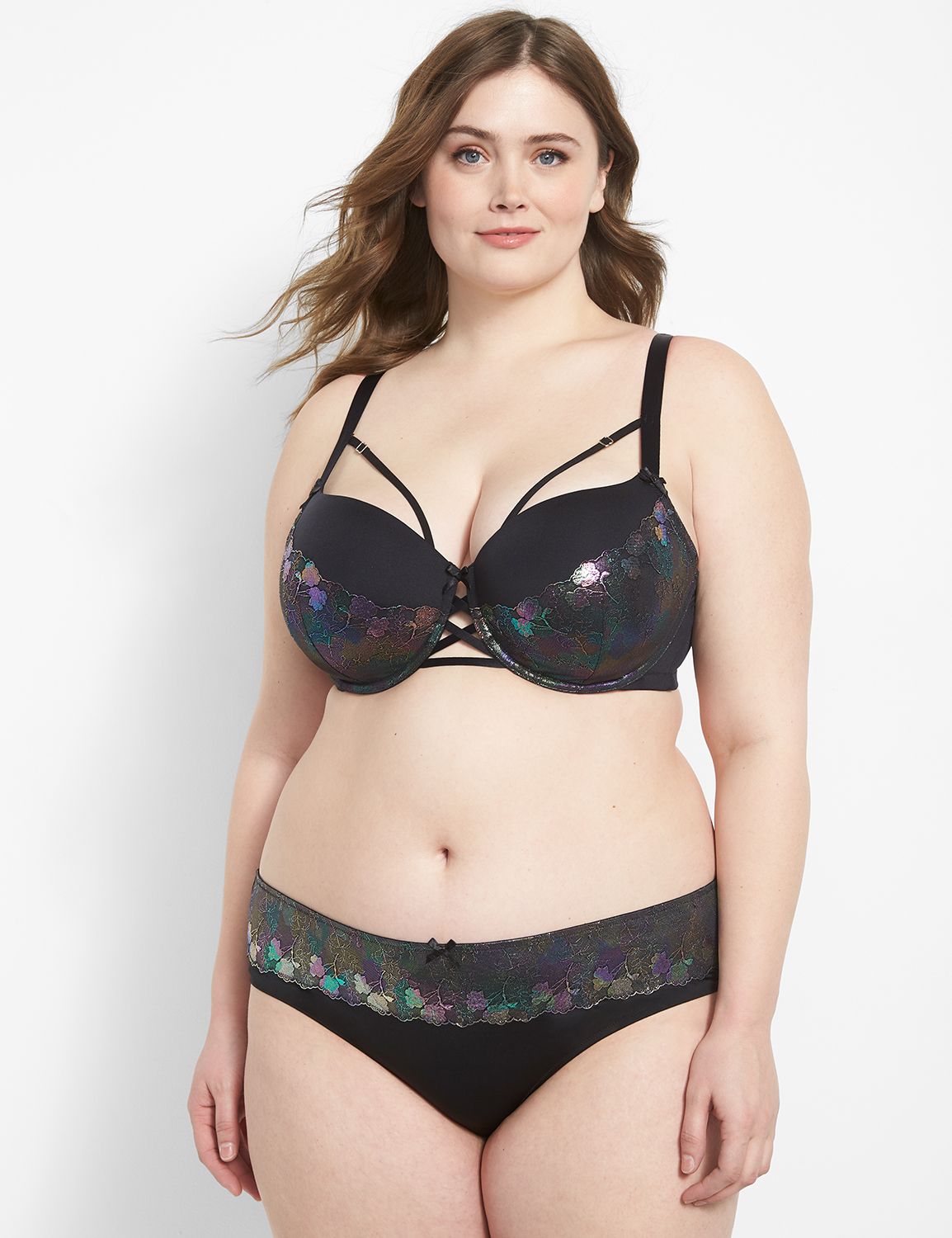 Cacique Metallic Lace Unlined Balconette Bra