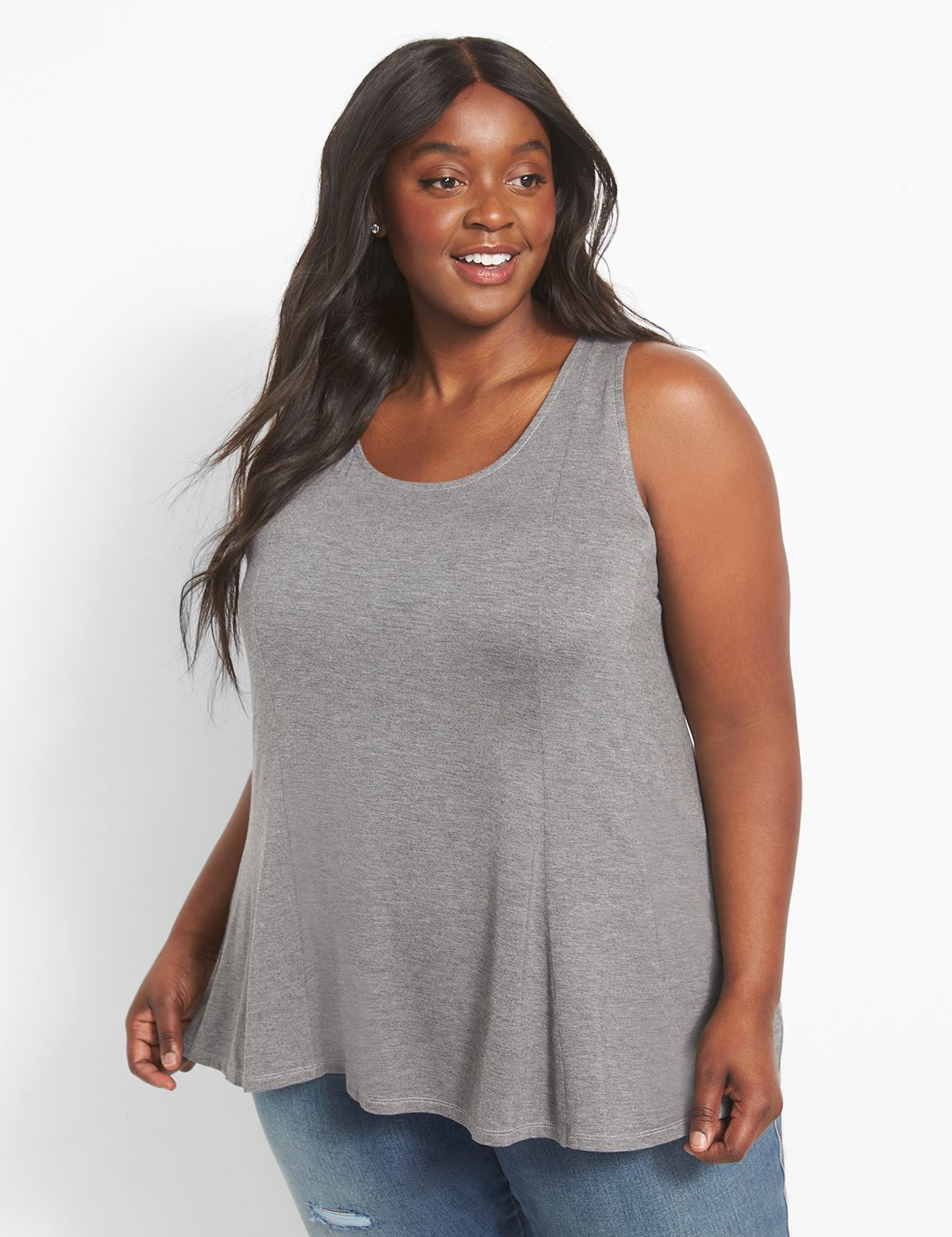 Lane Bryant Classic Scoop-Neck Fit & Flare Tank 22/24L Medium Heather Grey