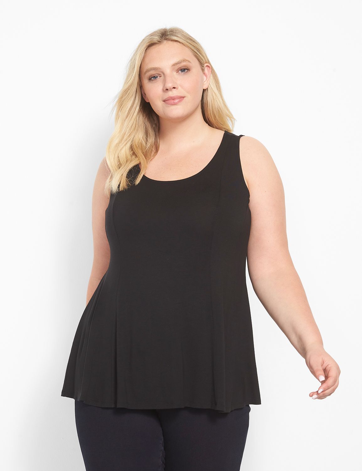 Lane Bryant Classic Scoop-Neck Fit & Flare Tank 18/20L Black