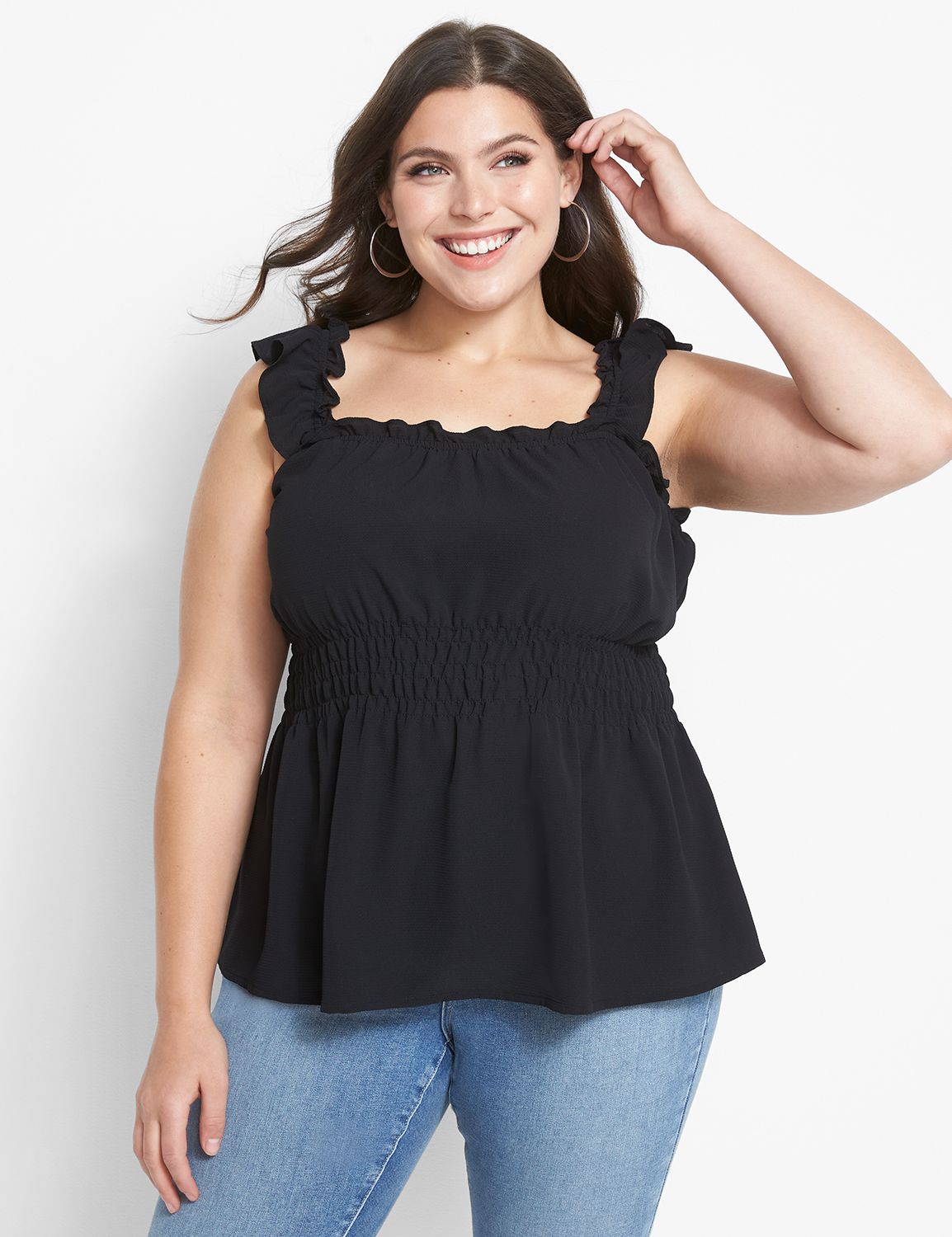 Sleeveless Ruffle Strap Smocked Cam Product Image 1