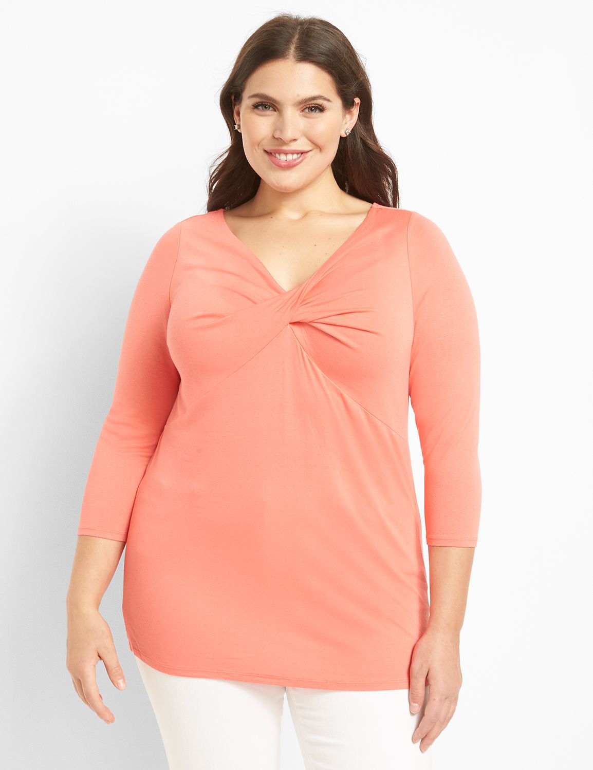 Asymmetric 3/4 Sleeve Twist Neck To Product Image 1