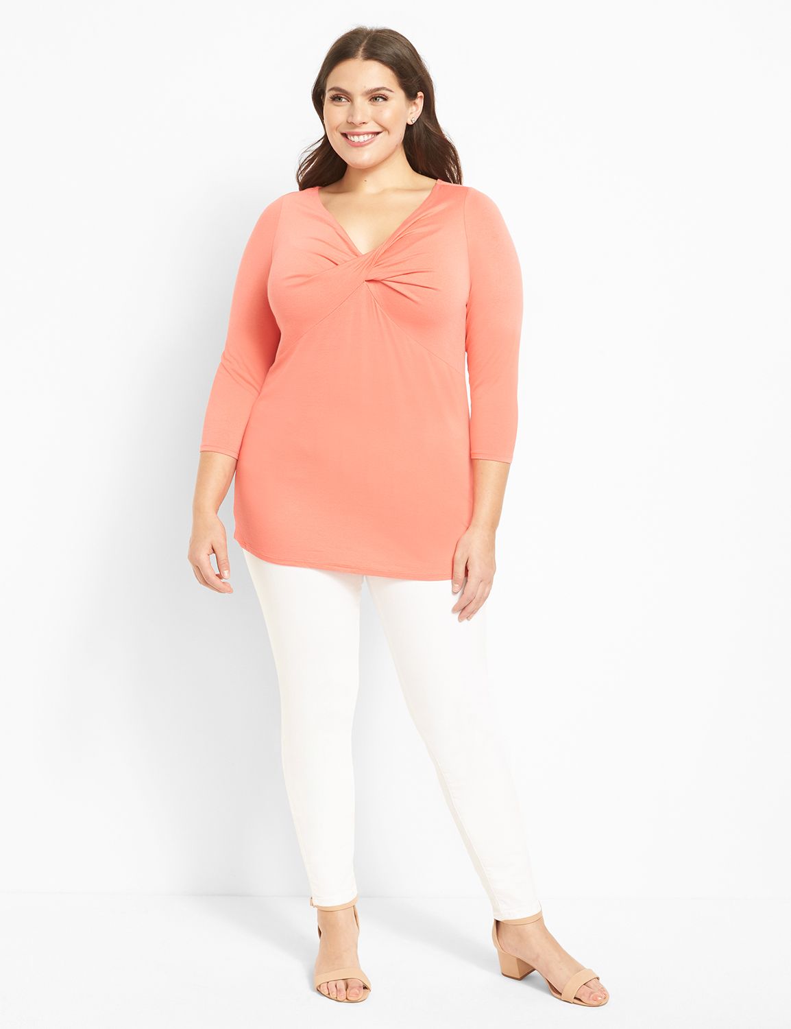 Asymmetric 3/4 Sleeve Twist Neck To Product Image 3