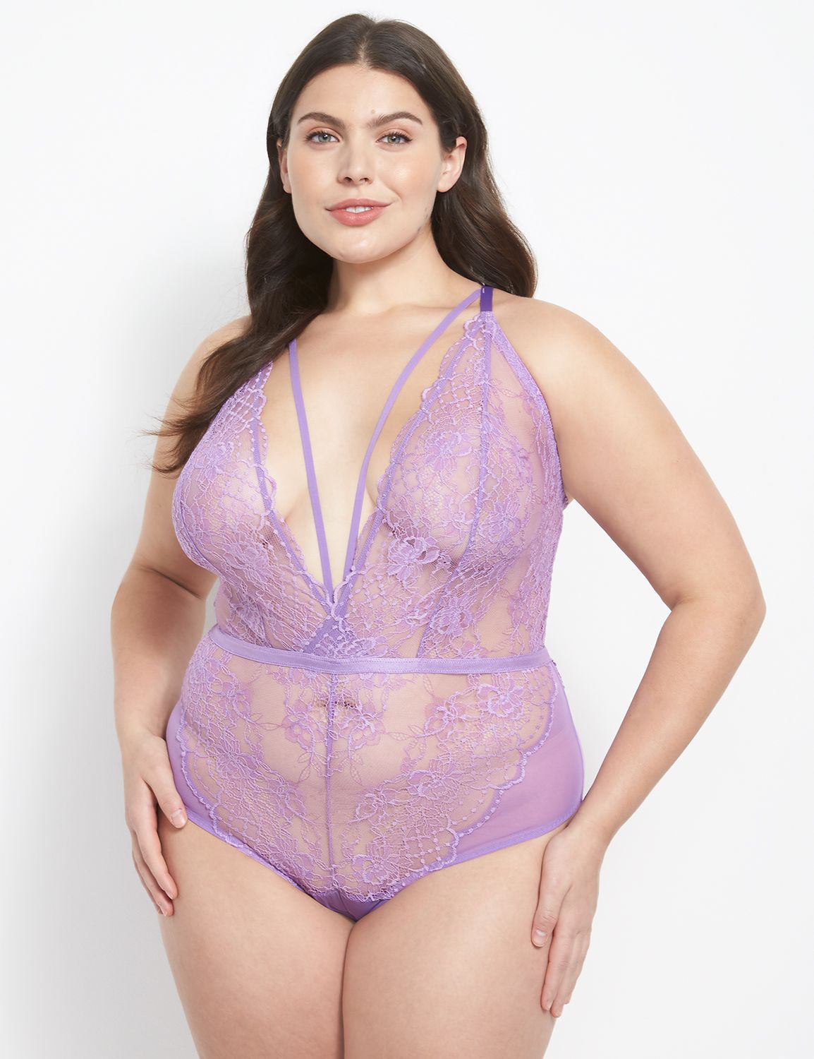 LILAC Strappy lace bodysuit, Womens Lingerie