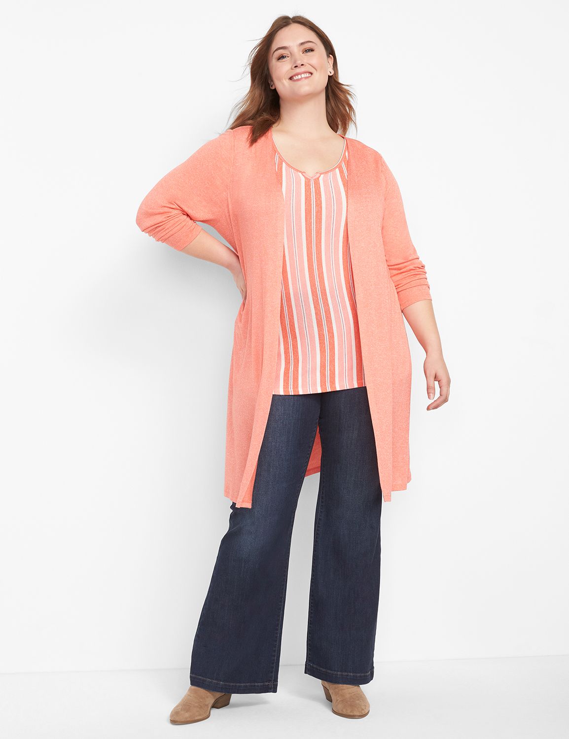 Long Sleeve Open Front Hacci Duster Product Image 1