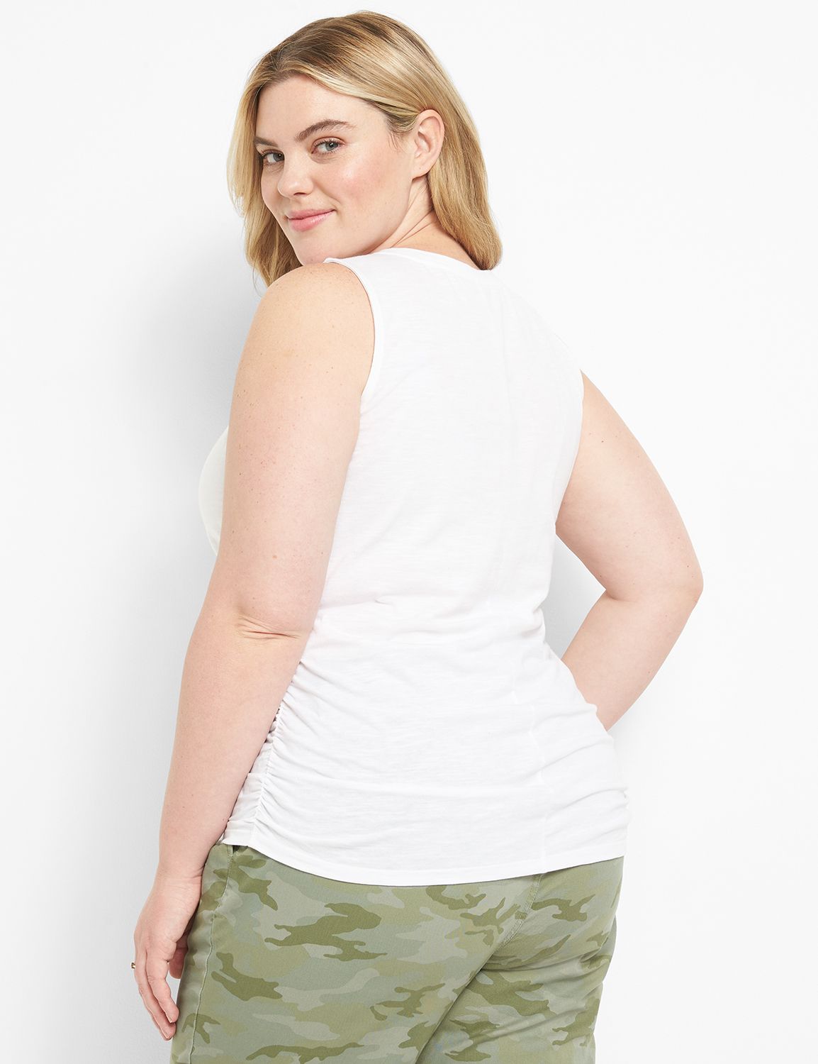 Sleeveless Scoop Neck Ruched Side T Product Image 2