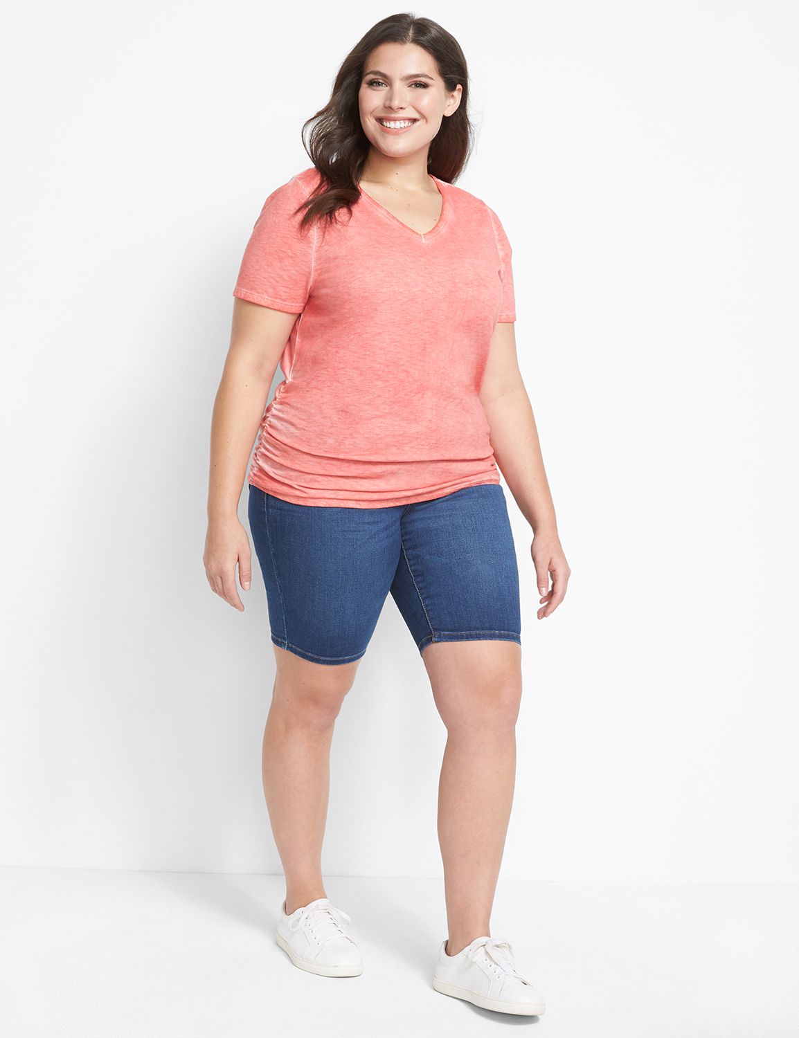 Tiarna Side Ruched Tee - White