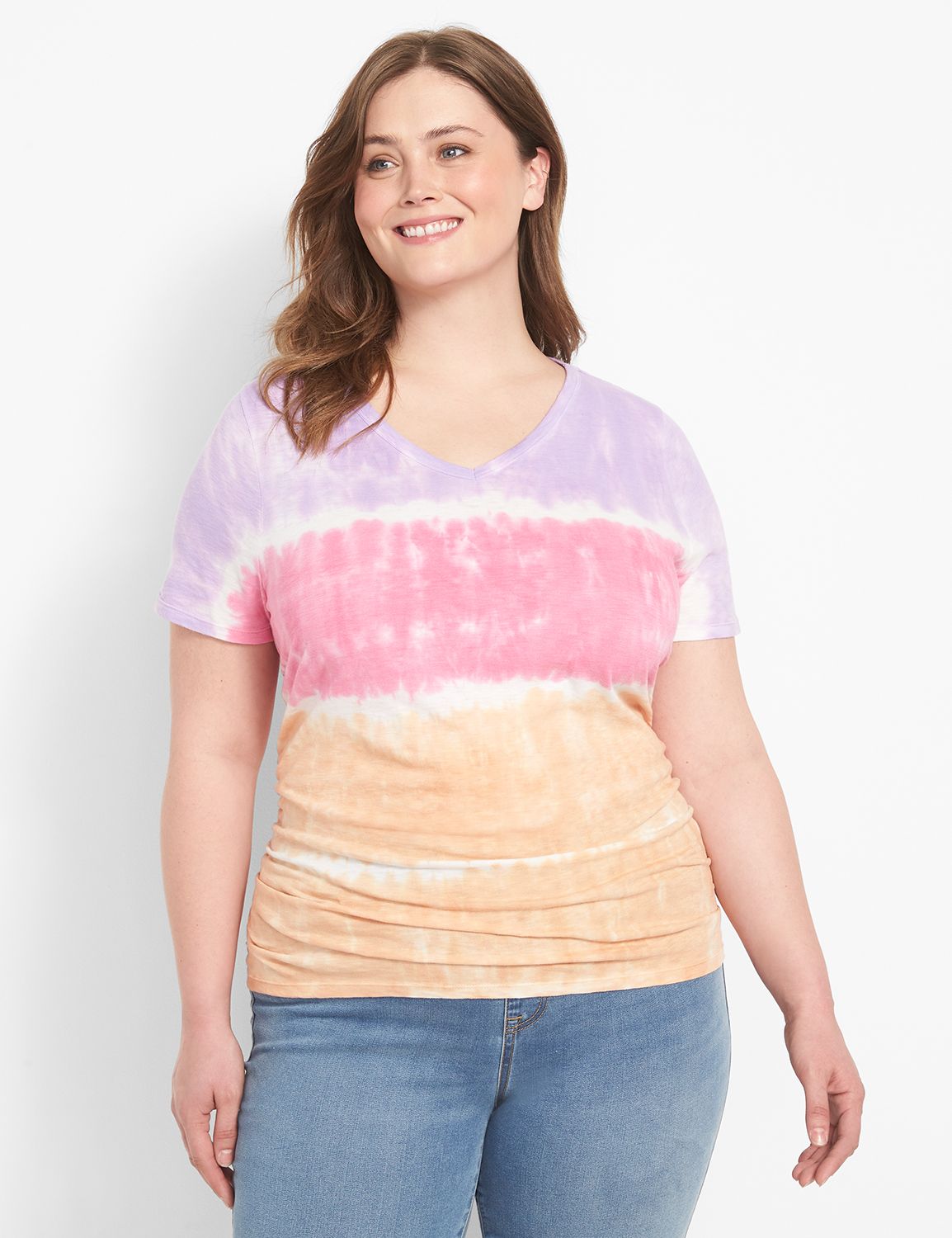 Soft Stretch Crew Neck Ruched Padded Tee main image 1