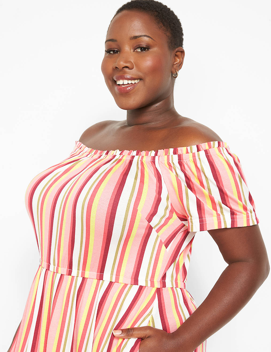 Short Puff Sleeve Convertible Off T Product Image 3