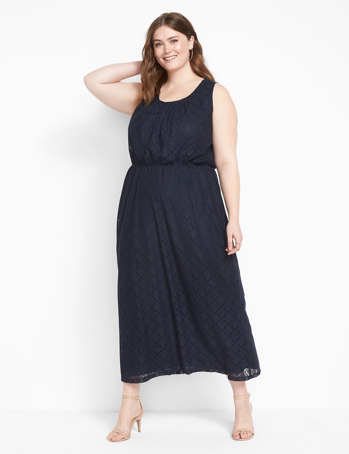 SLEEVELESS CROCHET KNIT MAXI DRESS
