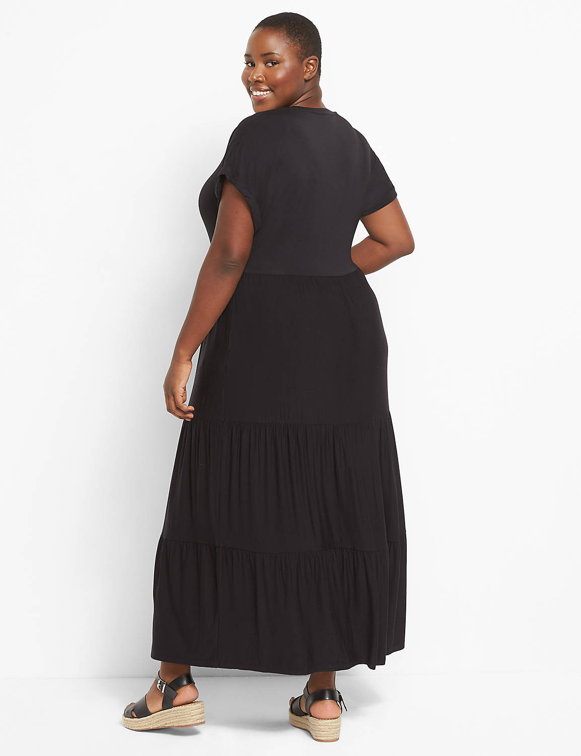 Short Sleeve Crew Neck Tiered Maxi Product Image 2