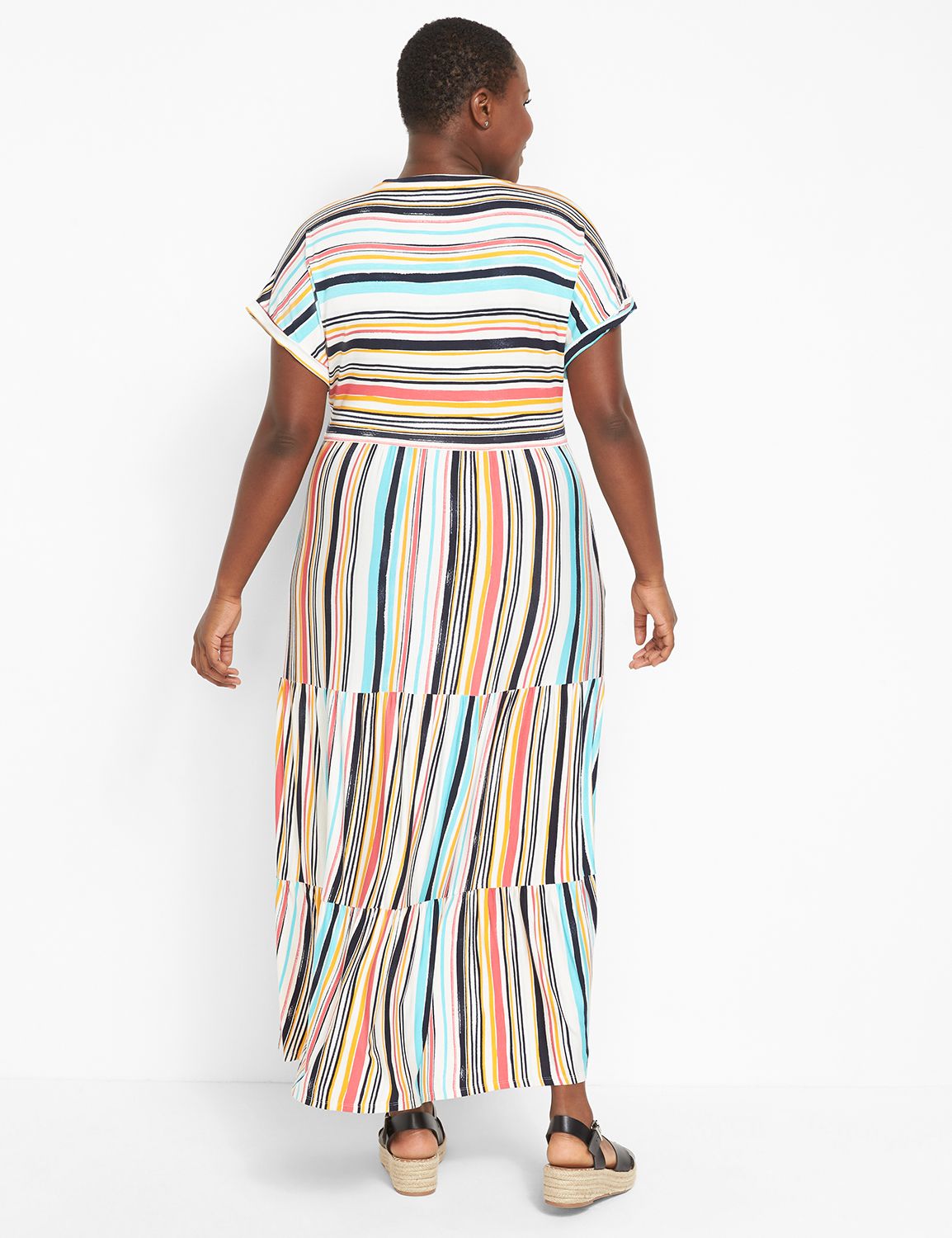 BOMBOM Short Sleeve Tiered Maxi Dress main image 1