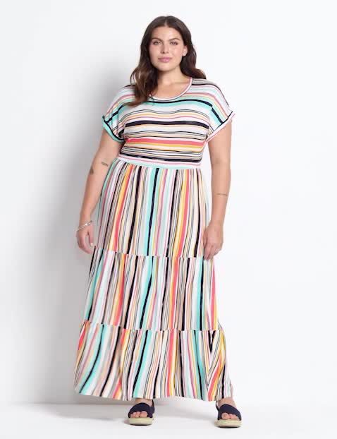 Short Sleeve Crew Neck Tiered Maxi image number 0