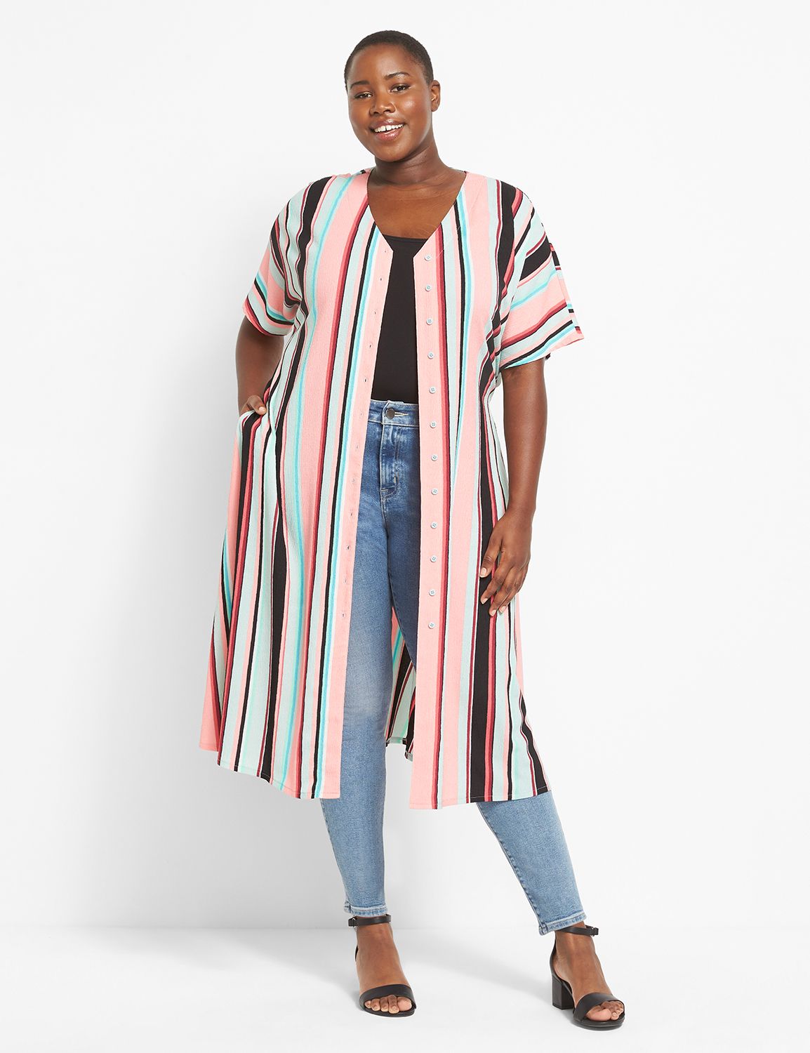 Button-Front Belted Midi Dress