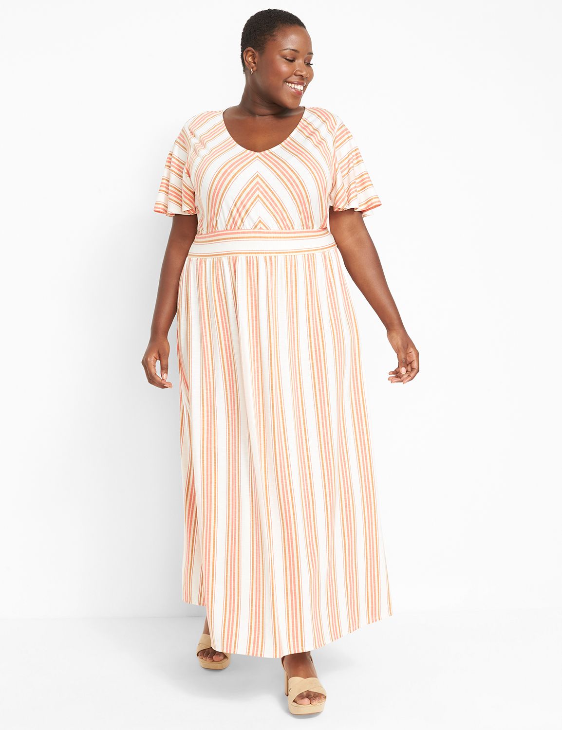 Short sleeve clearance striped maxi dress