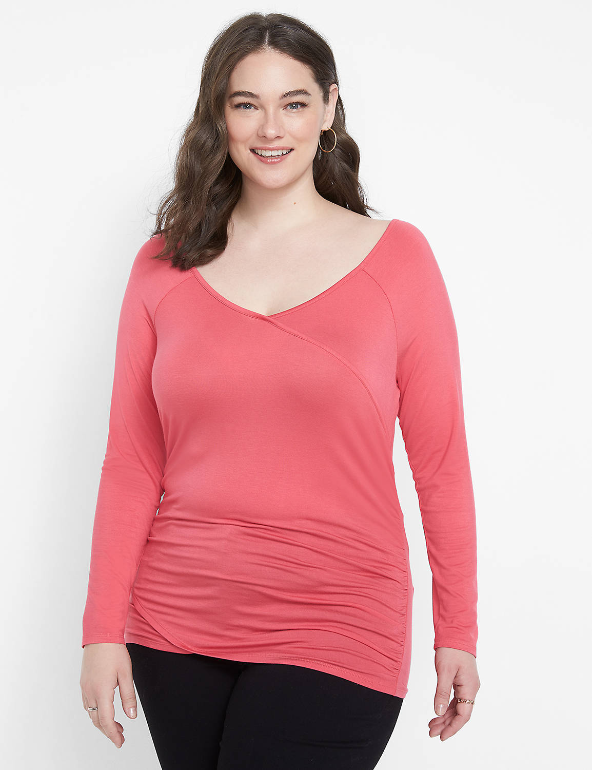 Long Sleeve Extra Wide VNeck Faux W Product Image 1