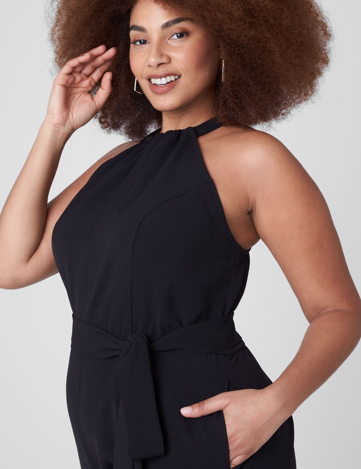 Sleeveless Twist Neck Halter Jumpsu Product Image 3