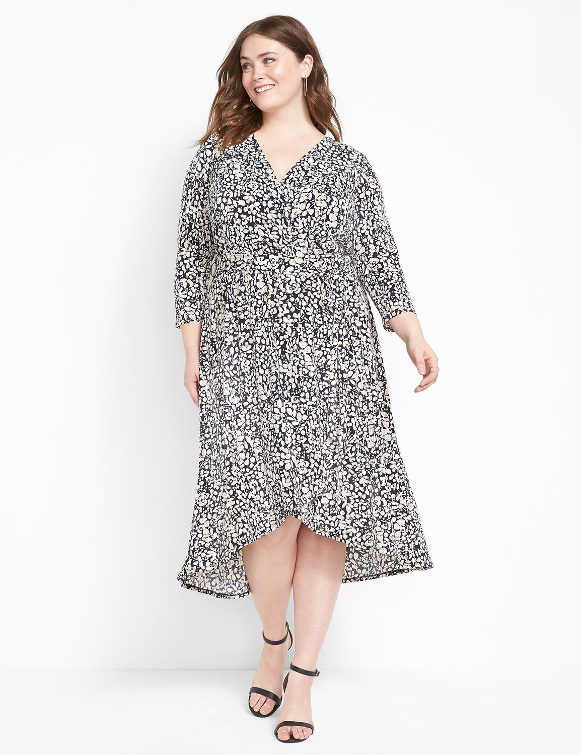 Surplice High-Low Midi Dress