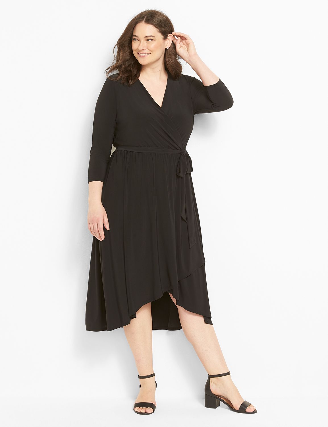 Surplice Neck High Low Dress