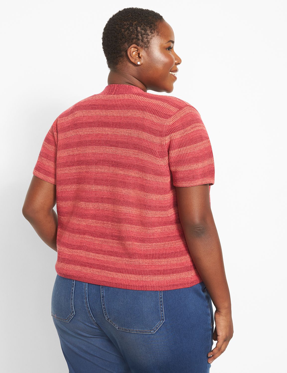 Long Sleeve Stripe Print Open Cardi main image 1