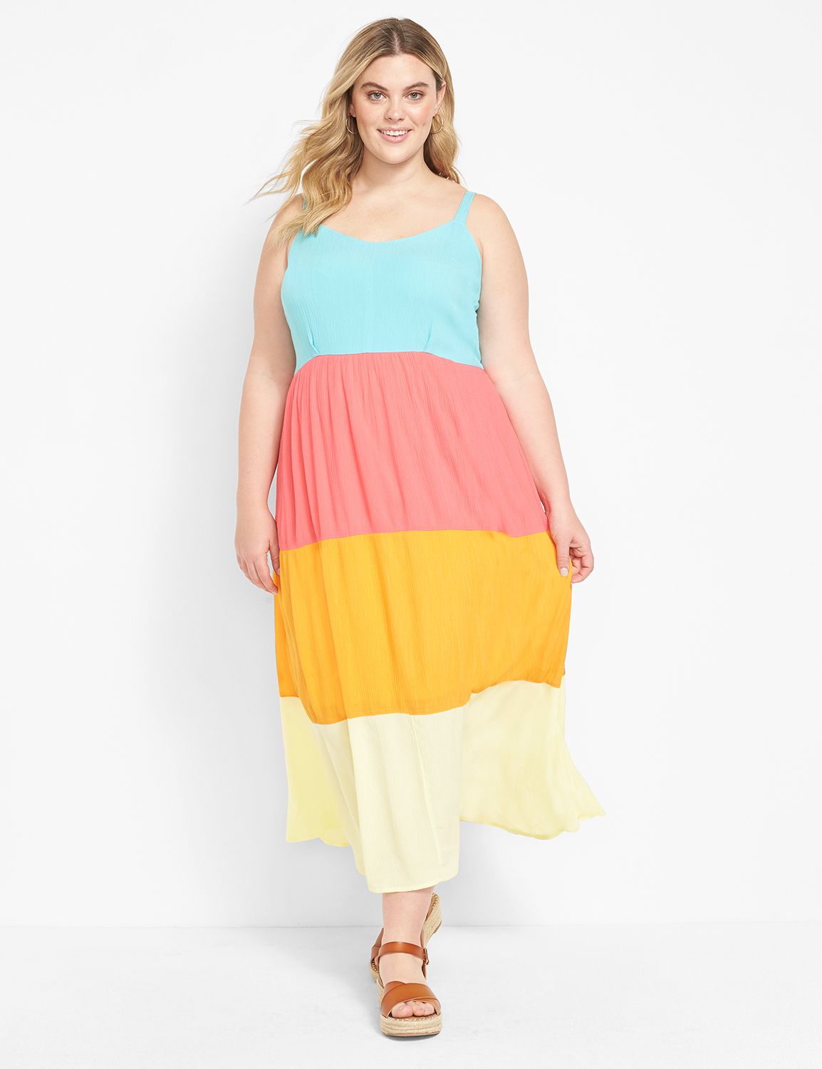 Sleeveless Colorblock Midi Dress