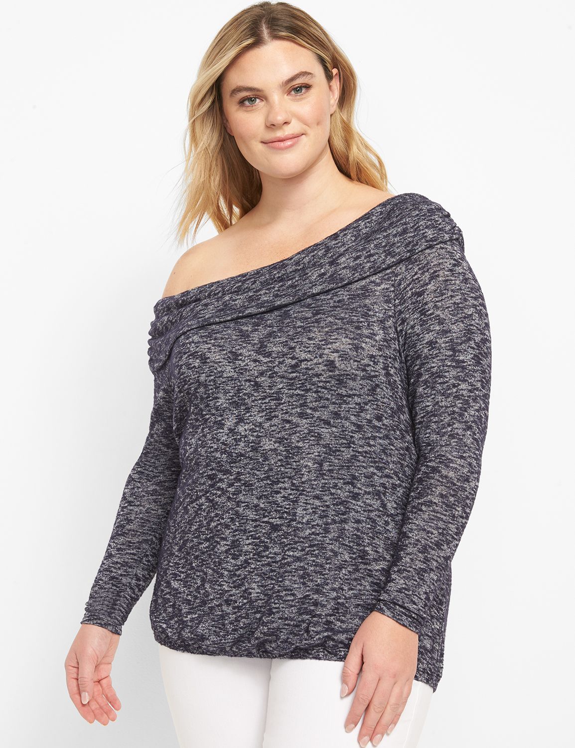 Long Sleeve Single Shoulder Knit To Product Image 1